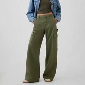 GAP Women Olive Green Wide-Leg Cargo Pants, Size 8 ~ NWT